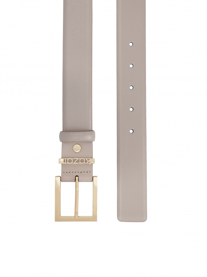 Grey belt with metal loop with logo