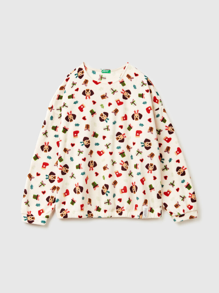 Fleece top with Christmas print