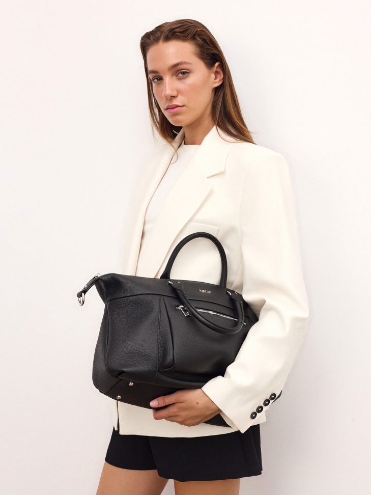 Large leather handbag with handles