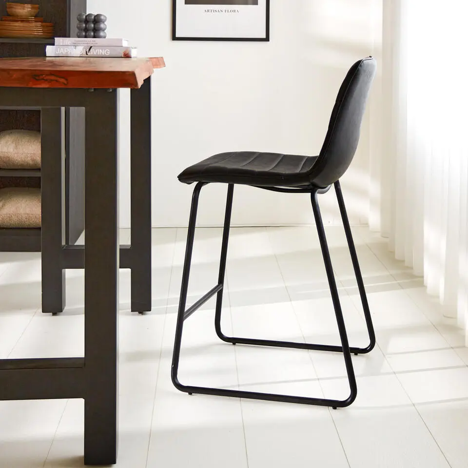 Industri?le barkruk Mark zwart - Zithoogte 65 cm - Kunstleder - Zwart