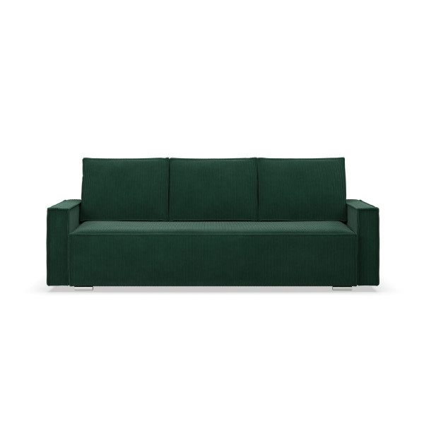 Kanapa rozkładana, sztruks, Union, 220x95x92 cm, butelkowa zieleń