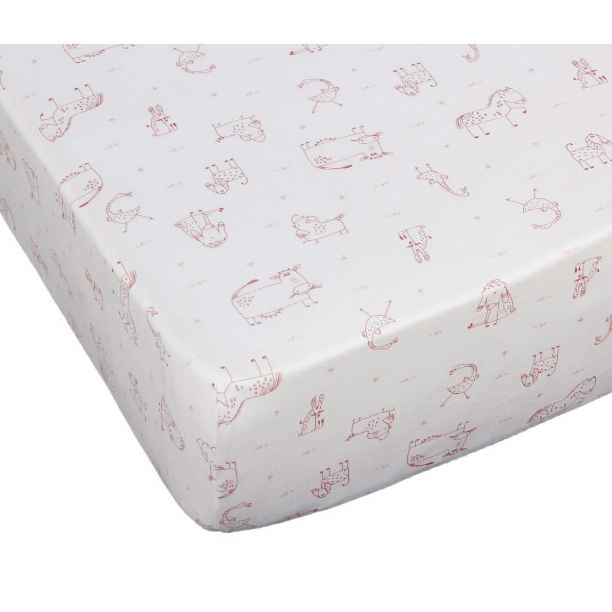 ANIMAUX ROSE - Lot de 2 draps housses jersey 70x140 cm blanc/rose