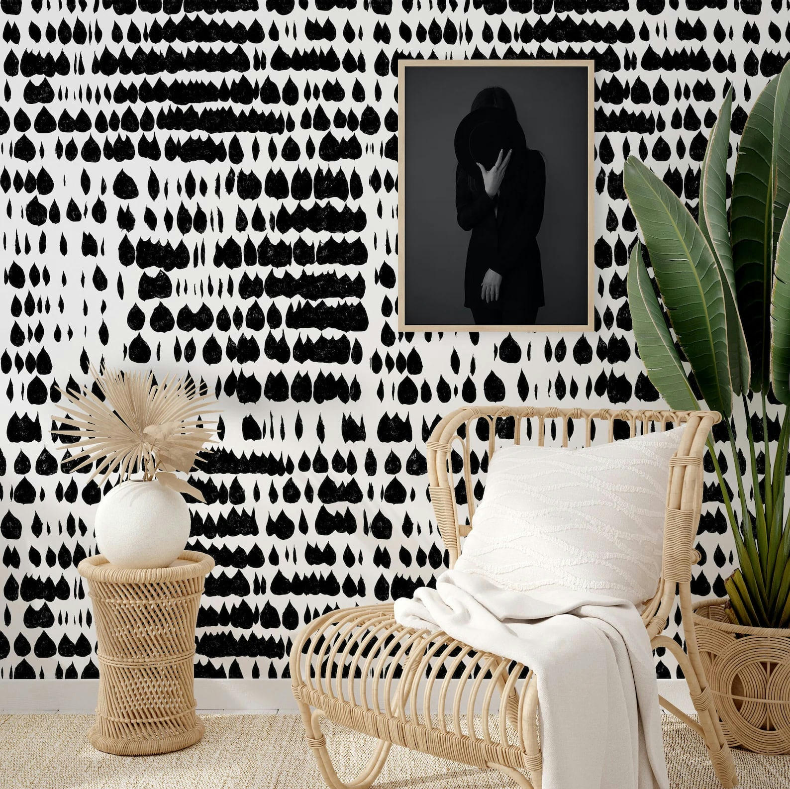 MODERNE - Papier Peint Moderne Noir et Blanc de Style Scandinave 250x200 cm