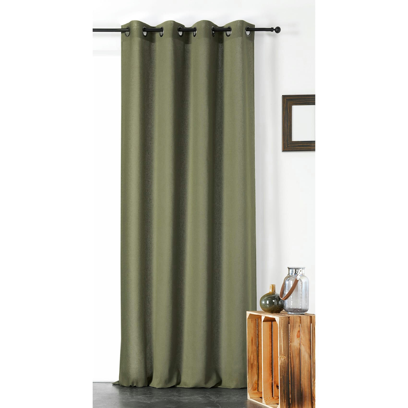- Voilage uni melisse coton vert 140x240 cm