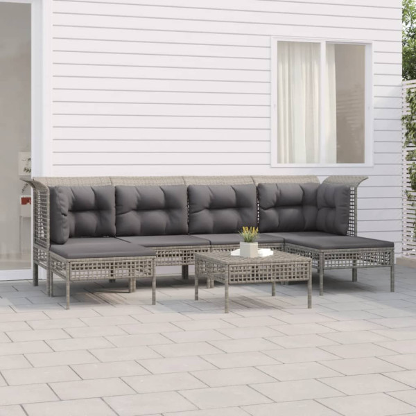 Zestaw wypoczynkowy do ogrodu Szary Technorattan 2x sofa narożna   2x