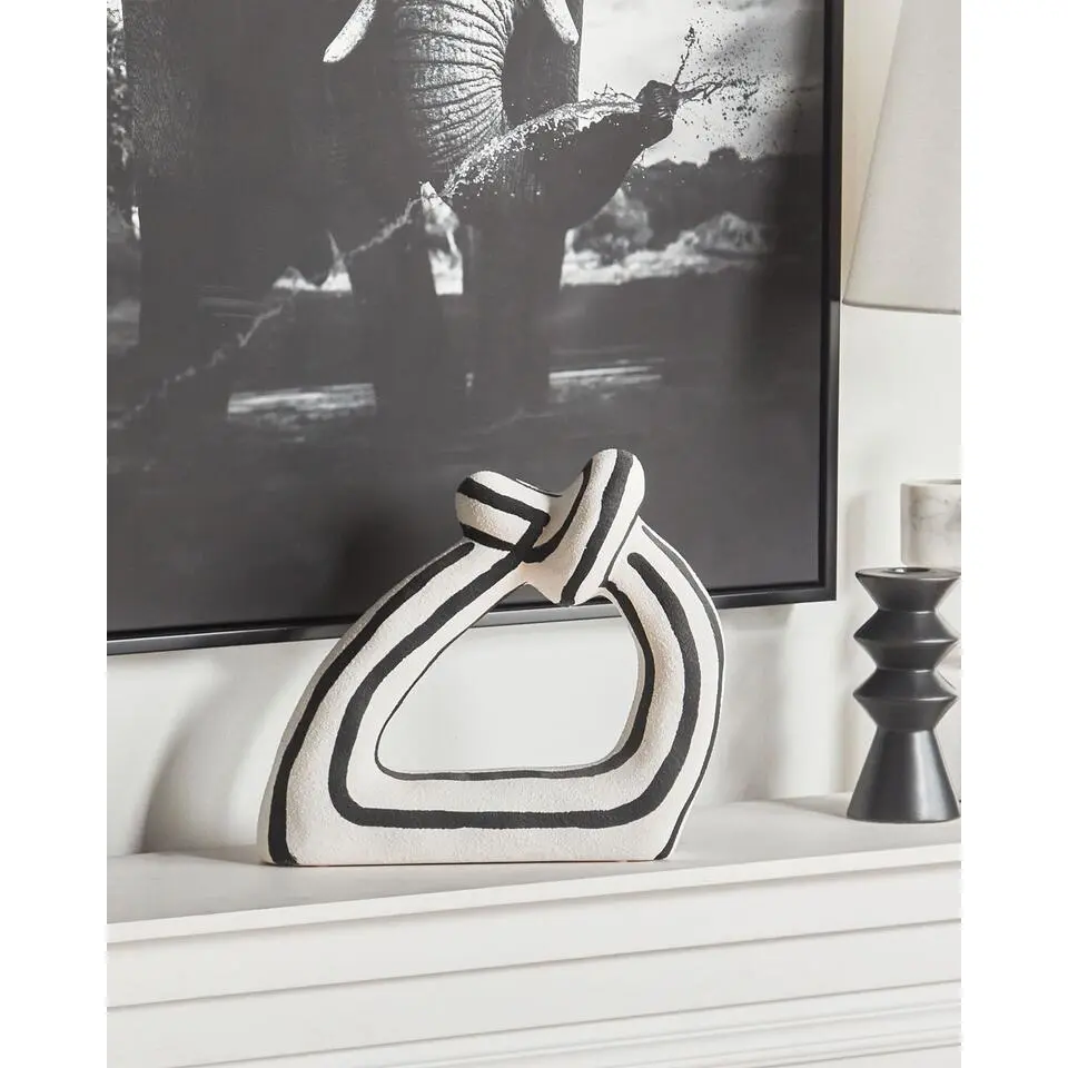 ZANDER - Decoratief beeldje - Zwart/Wit - Steengoed