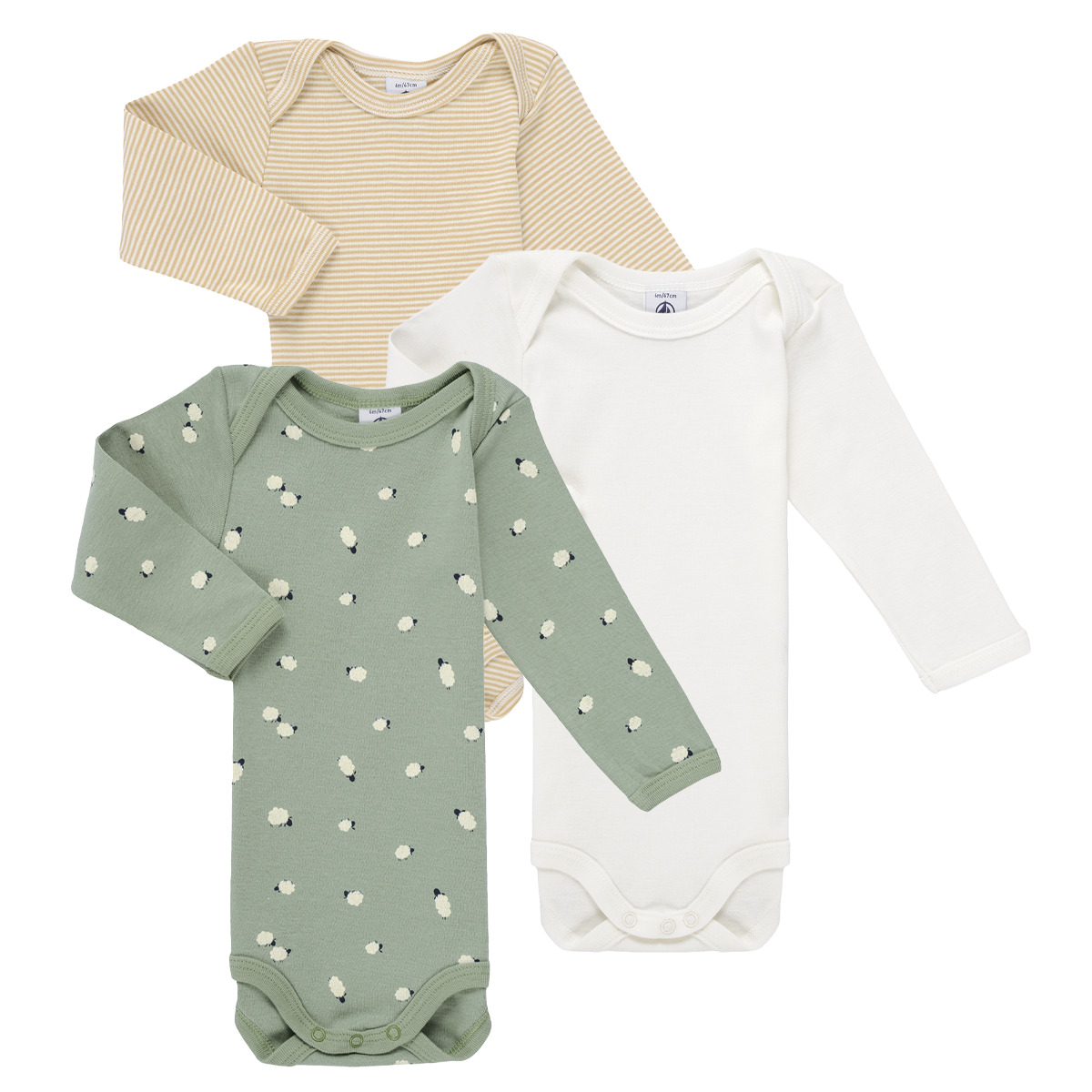 Petit Bateau - LOT BODIES X3 - Kaki