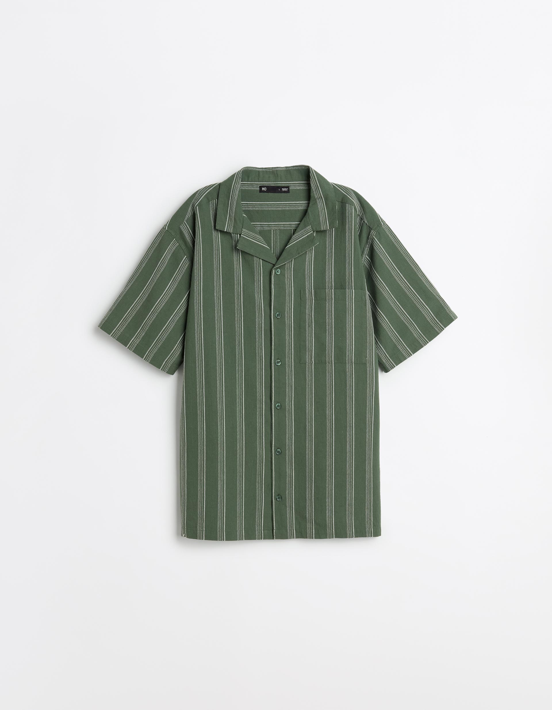 Camisa Resort com Linho, Homem, Verde Escuro