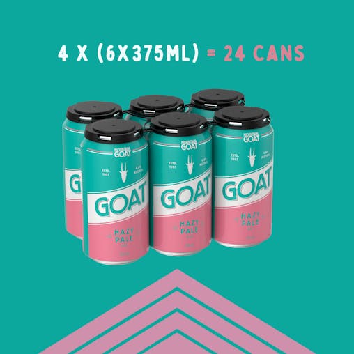 Mountain Goat Hazy Pale Ale, Light Bodied & Refreshing Pale Ale, Crisp Craft Beer, 4.6% ABV, 375mL (Case of 24 Cans)