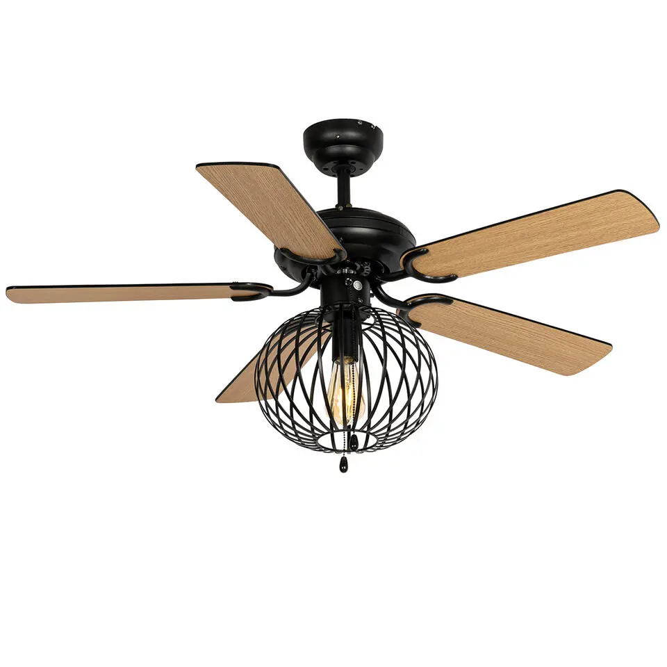 Qazqa plafondventilator mistral zwart e27