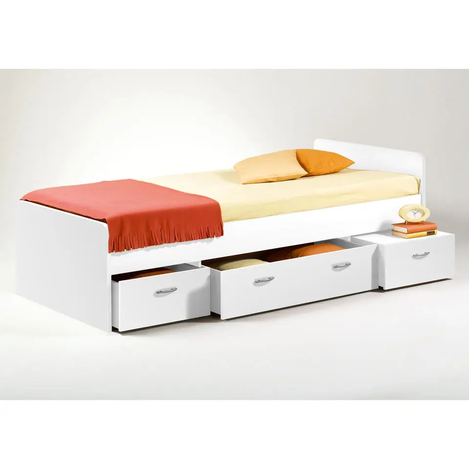 Bed Barko 90x200 met 3 lades - wit