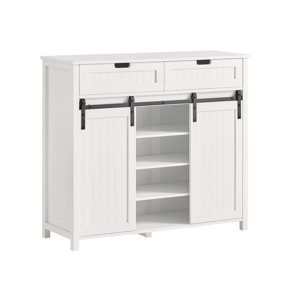 SoBuy Szafka na buty z 2 szufladami Biały 104x35x93cm Nowoczesny FSB74-W