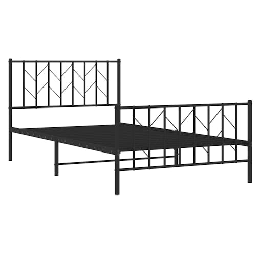 NNEVL Metal Bed Frame with Headboard and Footboard&nbsp;Black 107x203 cm