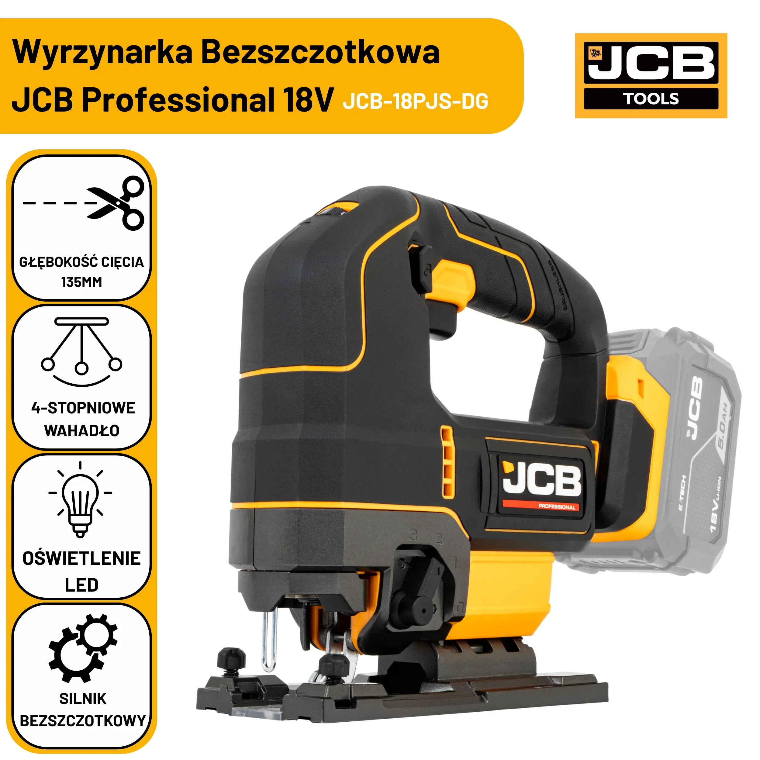 JCB Professional Wyrzynarka Do Drewna i Metalu 18V Akumulatorowa