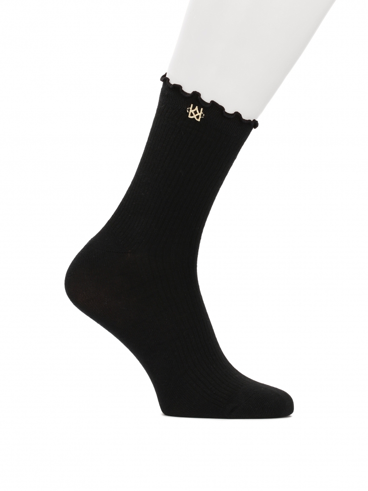 Black high socks decorated with a monogram