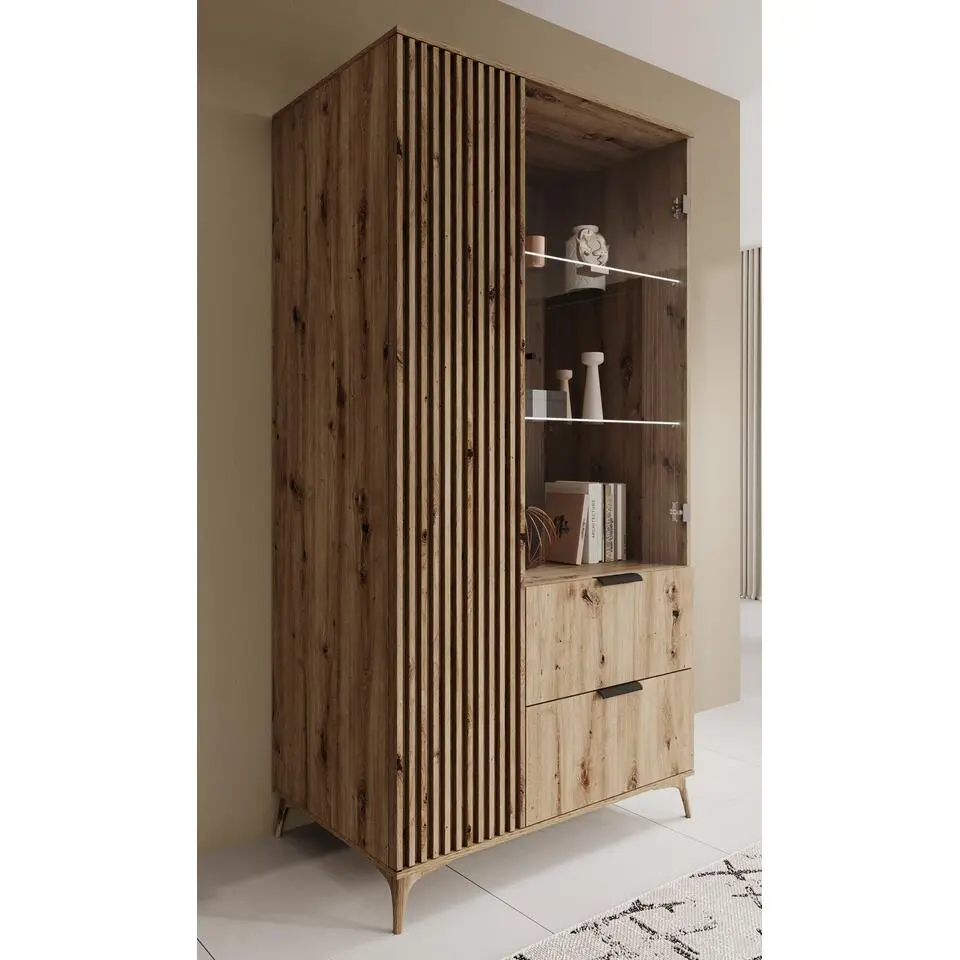 Meubella - Vitrinekast Evy - Eiken - 100 cm