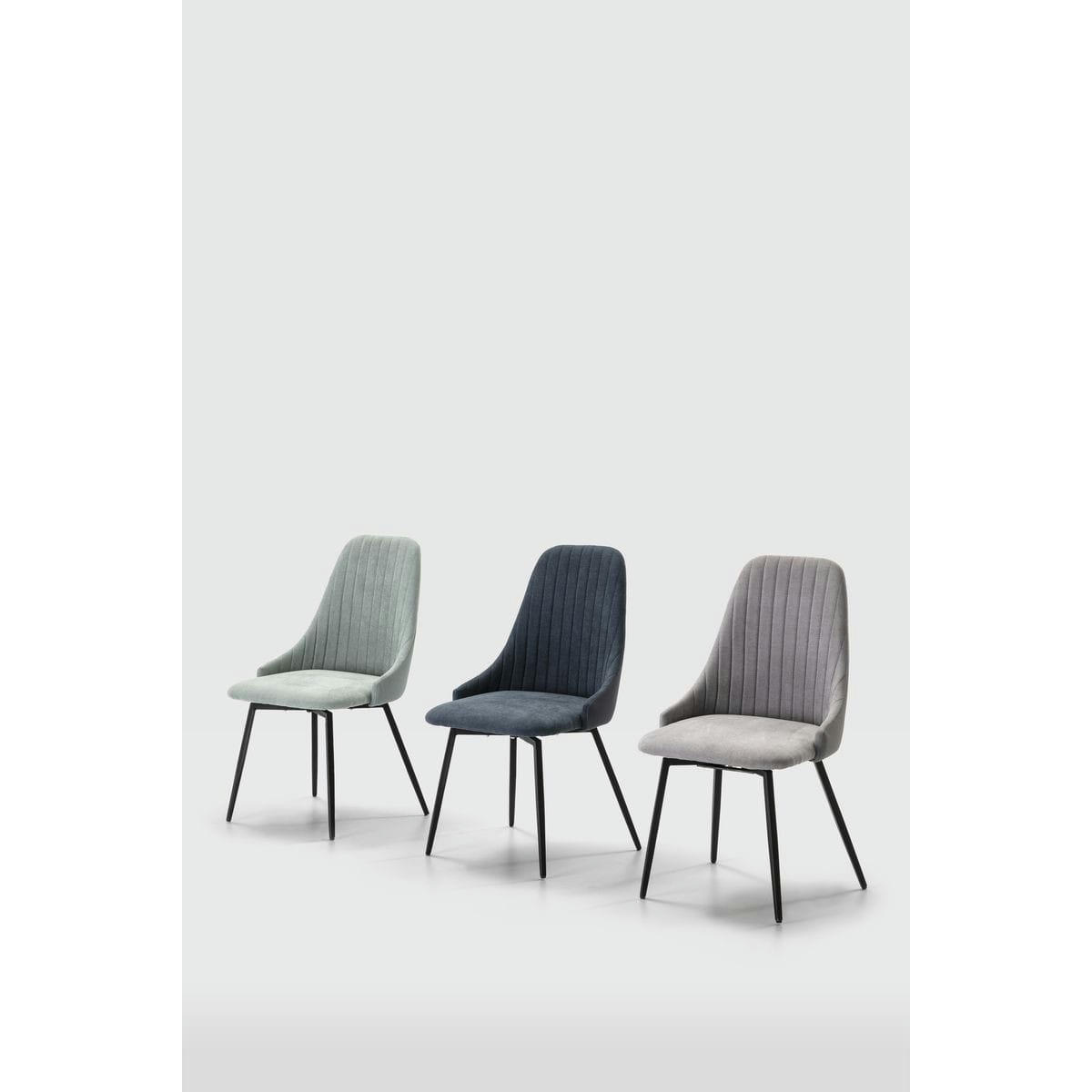 BAIA - Lot de 2 chaises pivotantes en tissu bleu