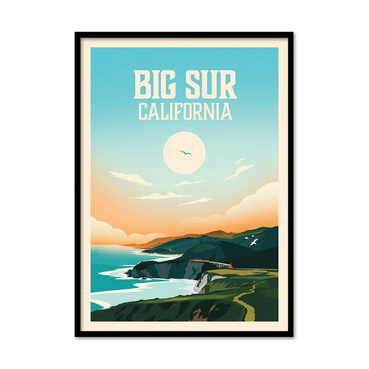 STUDIO INCEPTION - BIG SUR CALIFORNIA - STUDIO INCEPTION - Affiche d'art 30 x 40 cm