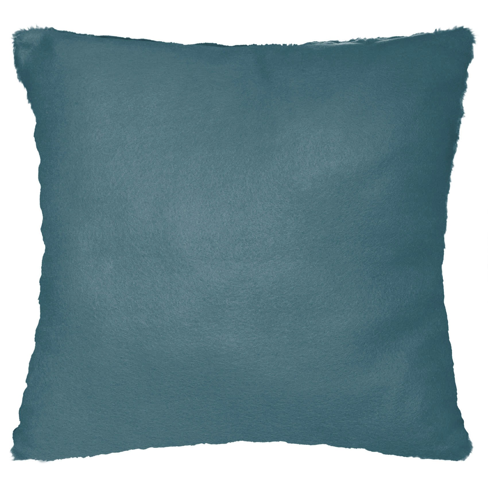 - Coussin déhoussable  - effet fourrure polyester bleu canard 45x45 cm
