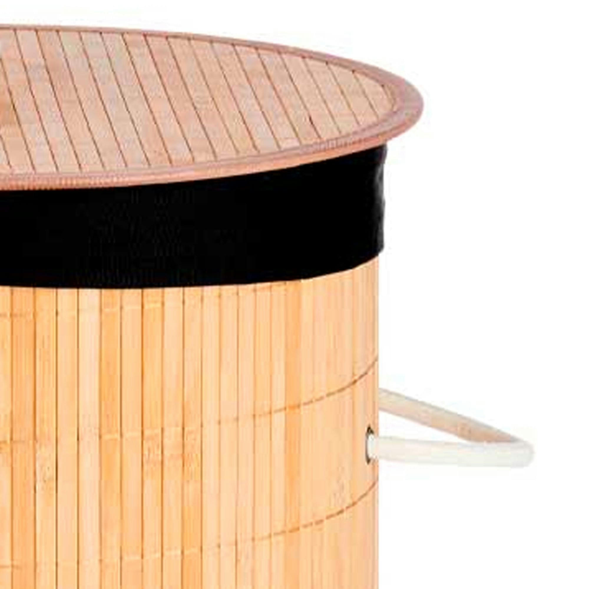 - Panier à linge rond en bambou 37x37x50cm