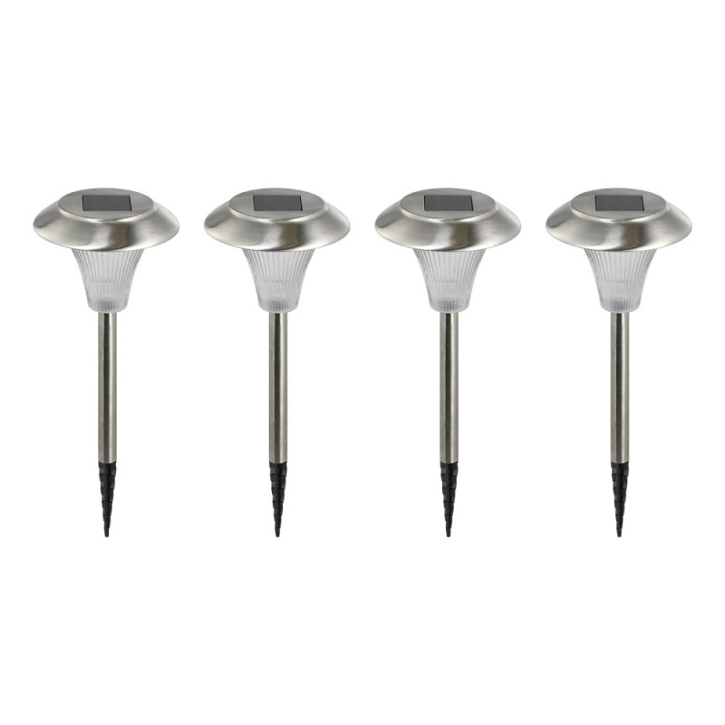 Poteau LED solaire chrome 0,24 W 4 pièces EGLO