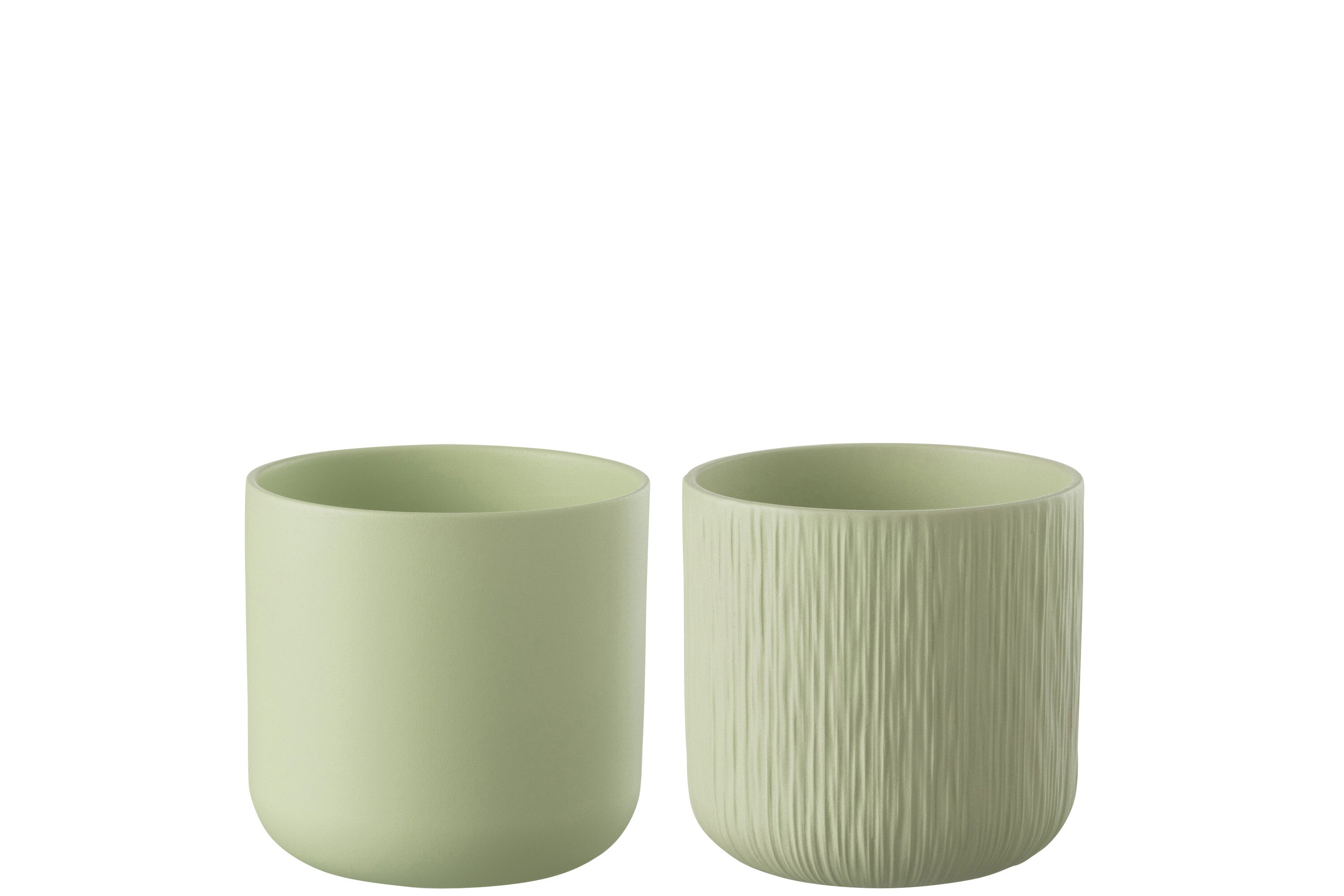 J-Line bloempot Gen - keramiek - pistache - medium - 2 stuks - Ø 15 cm