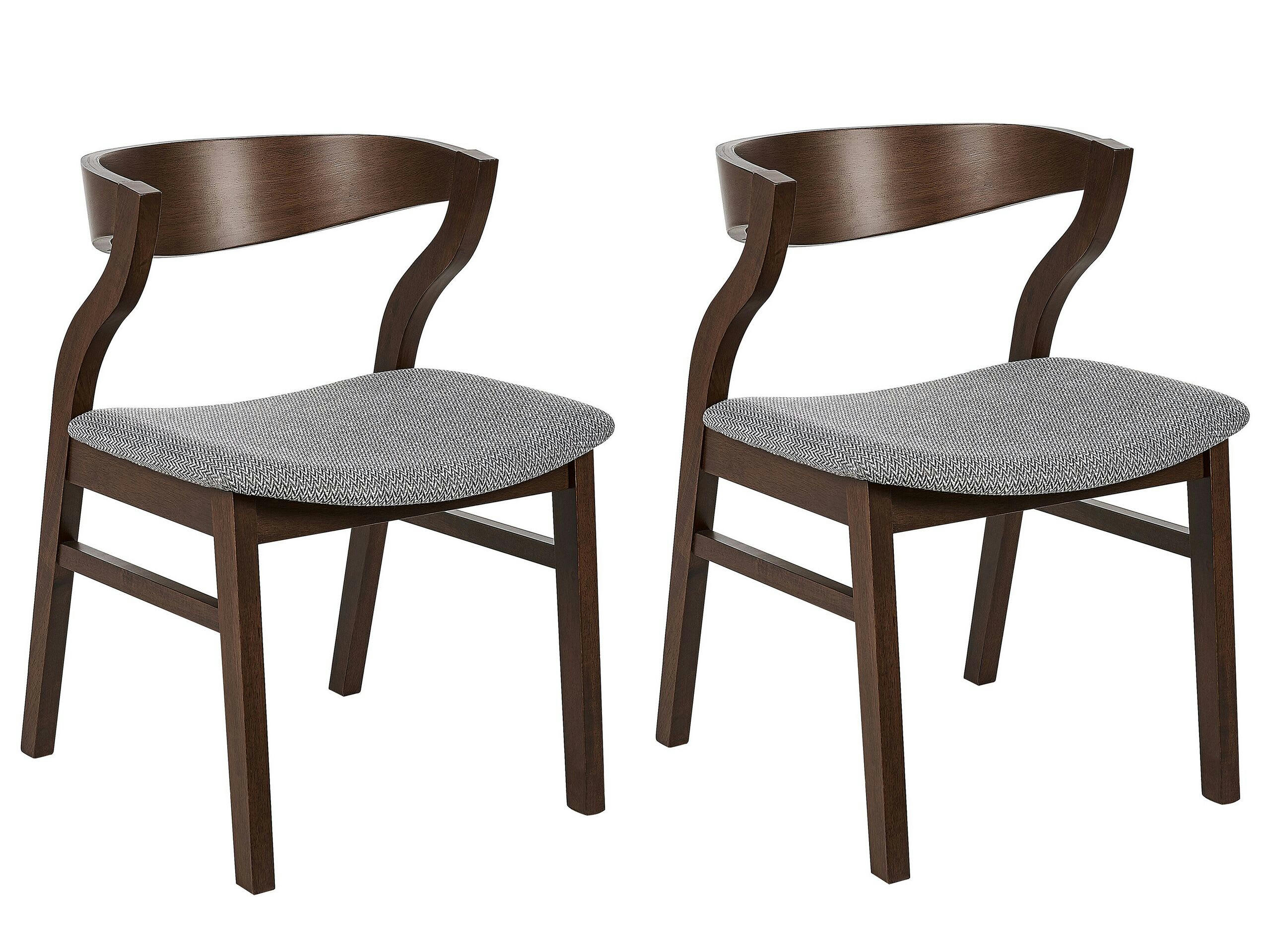 MAROA - Lot de 2 chaises de salle à manger bois sombre et gris