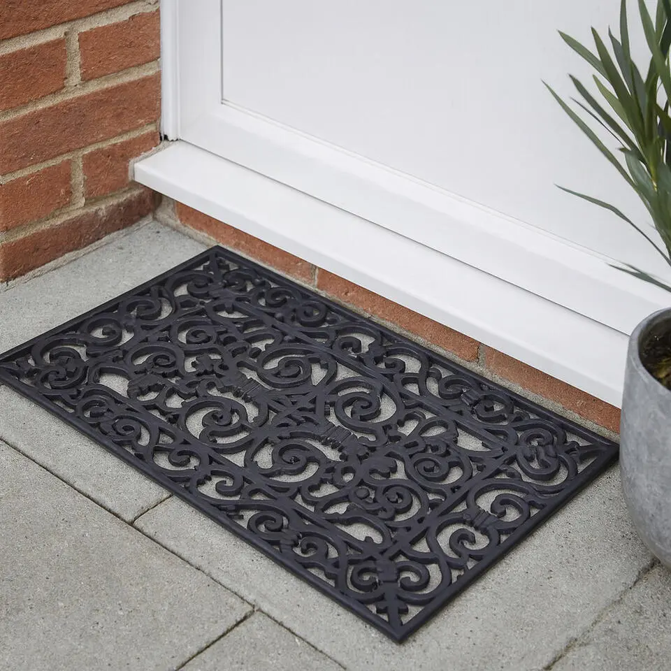 Esschert Design Deurmat Rubber - zwart - klassiek - 60 x 40 cm