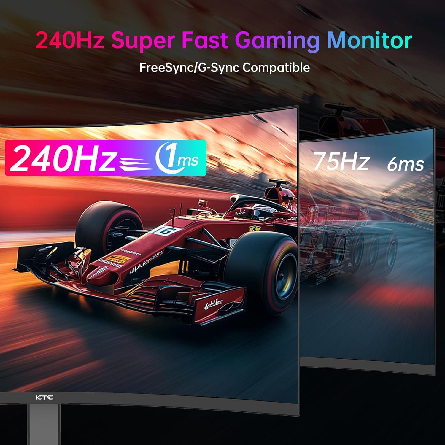 KTC 32 Inch 240Hz Curved Gaming Monitor  2K 1440P Computer PC Monitor with 1000R 1ms Frameless  Adaptive Sync 122% sRGB  HDMI  DisplayPort  Tilt Adjustable  H32S25E