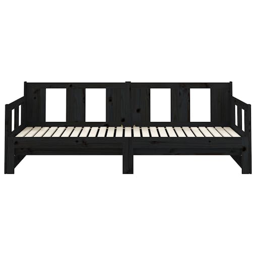 NNEVL Pull-out Day Bed Black Solid Wood Pine 2x(92x187) cm
