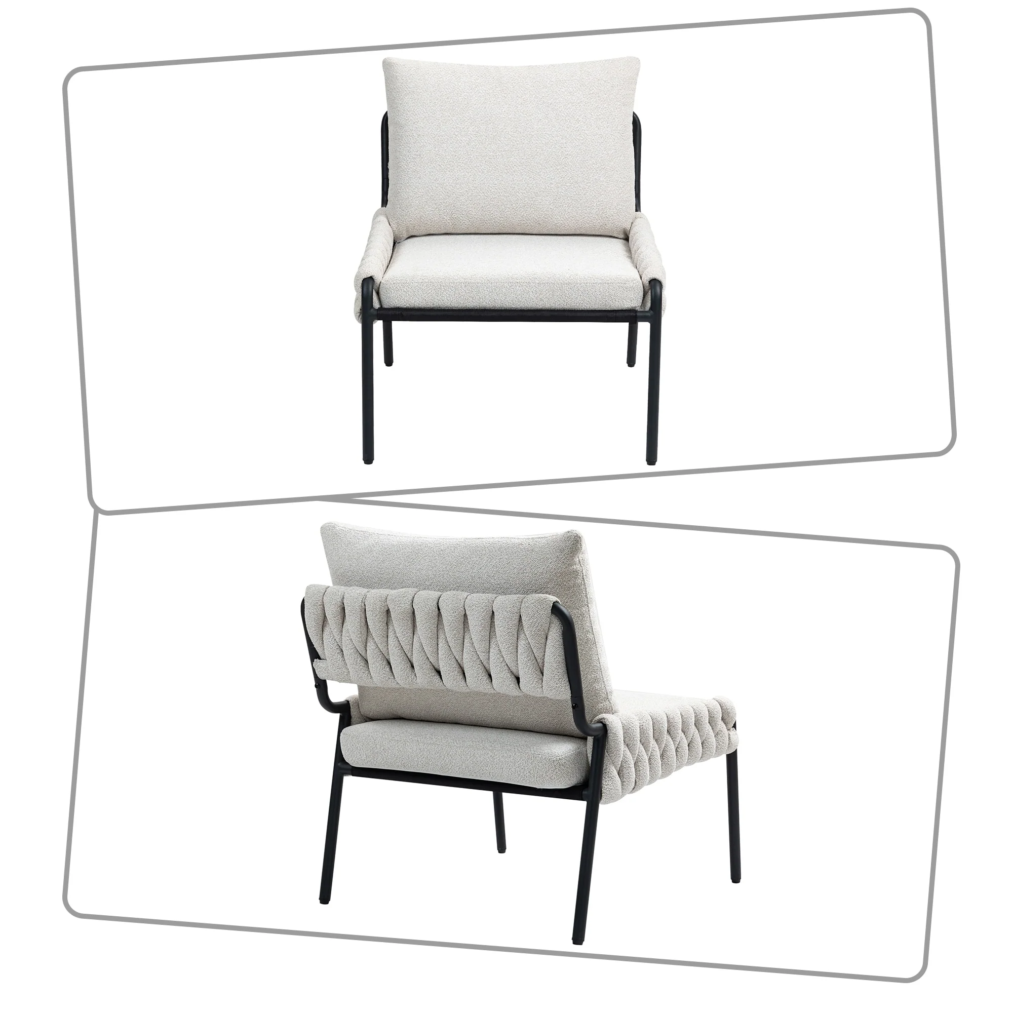 Modern Stylish Fabric Upholstered Armless Reception Chair with Adjustable Foot Pads