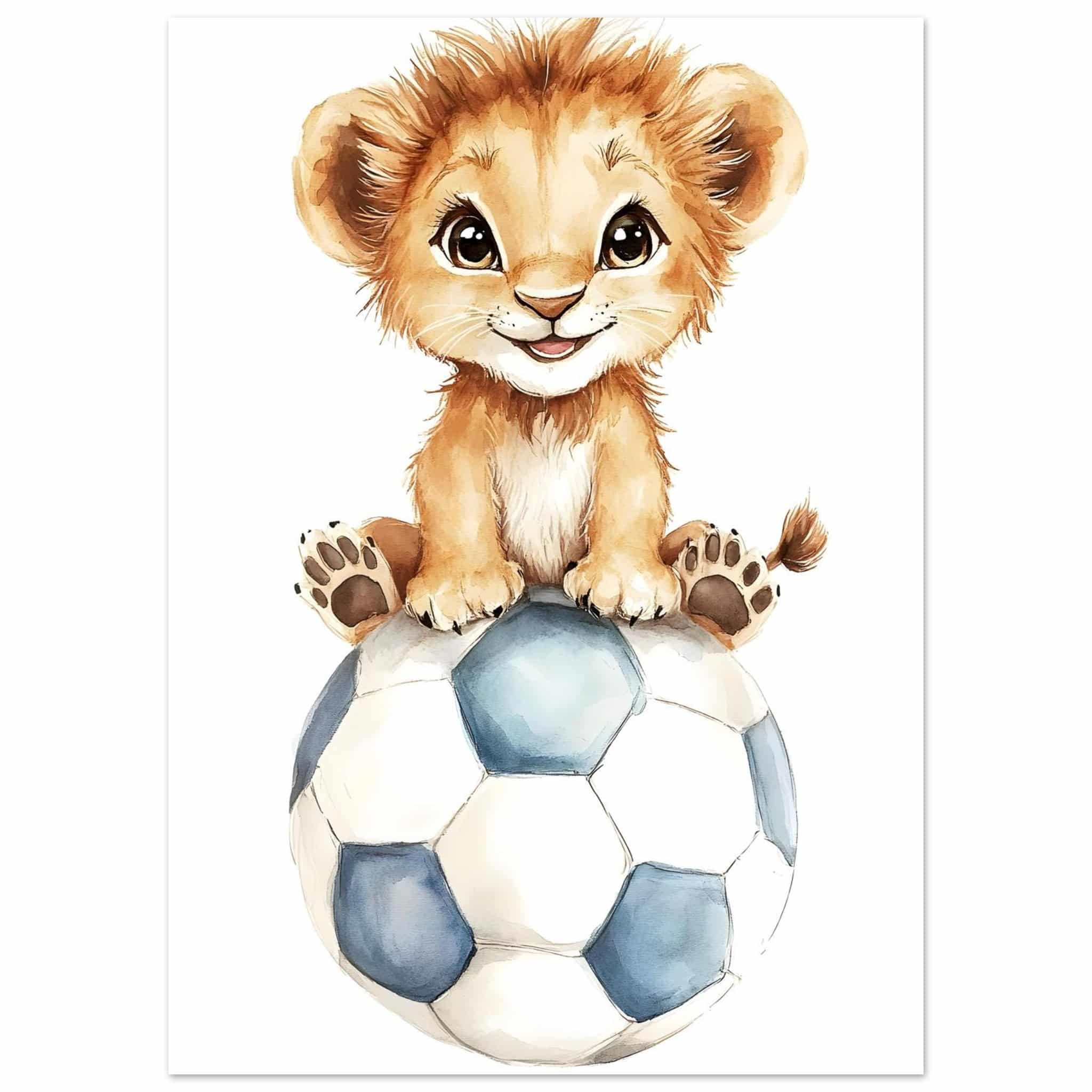 Artfulprints Poster Sportief leeuwtje  - 50x70 cm - Meerkleurig