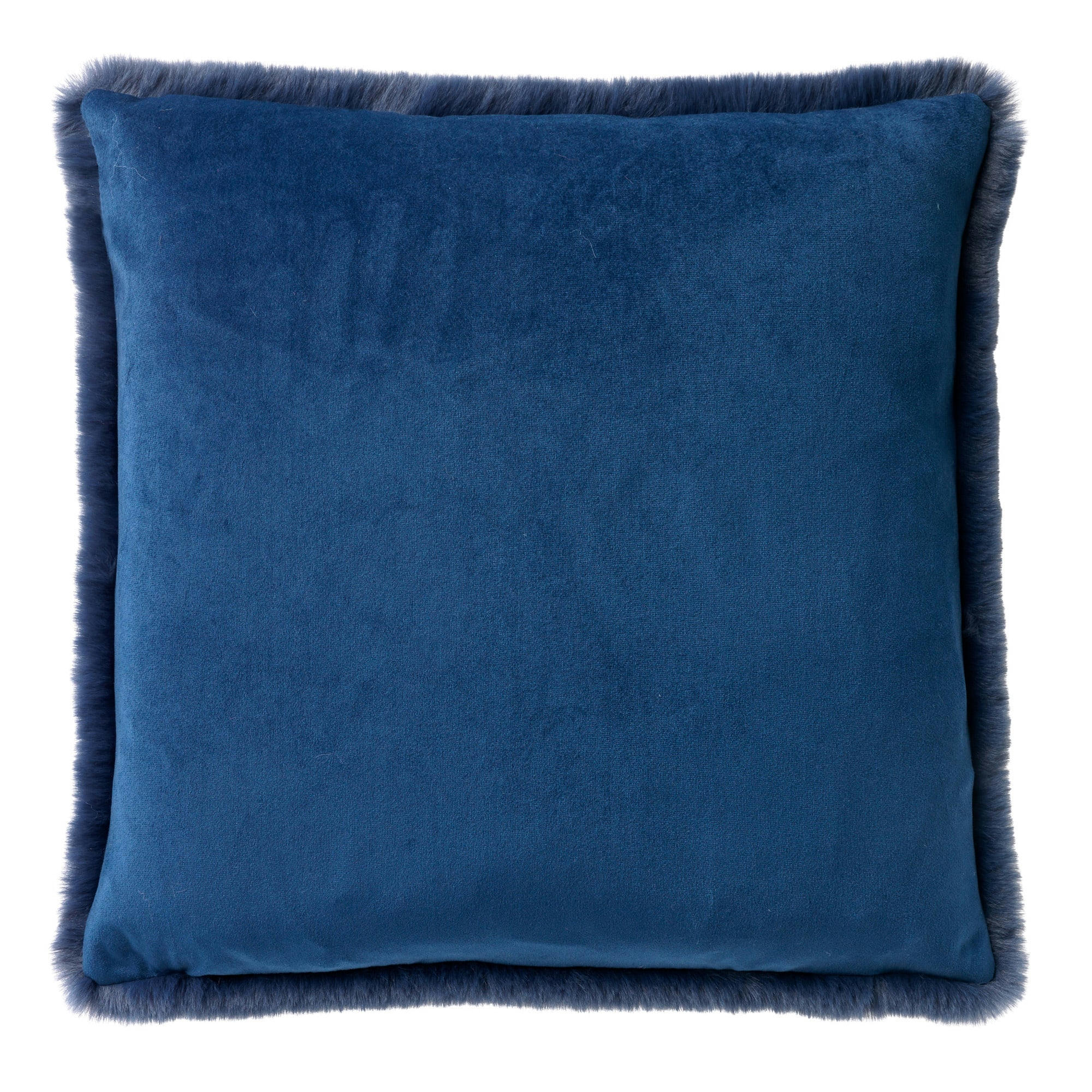 ZAYA - Coussin - bleu fausse fourrure 45x45 cm uni