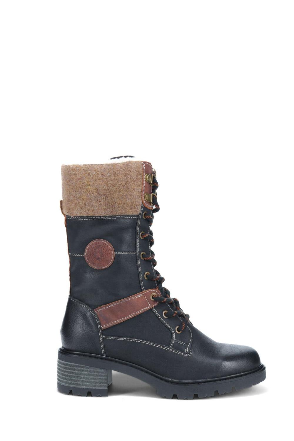 Pavers Faux-Fur Cuff Lace-Up Boots