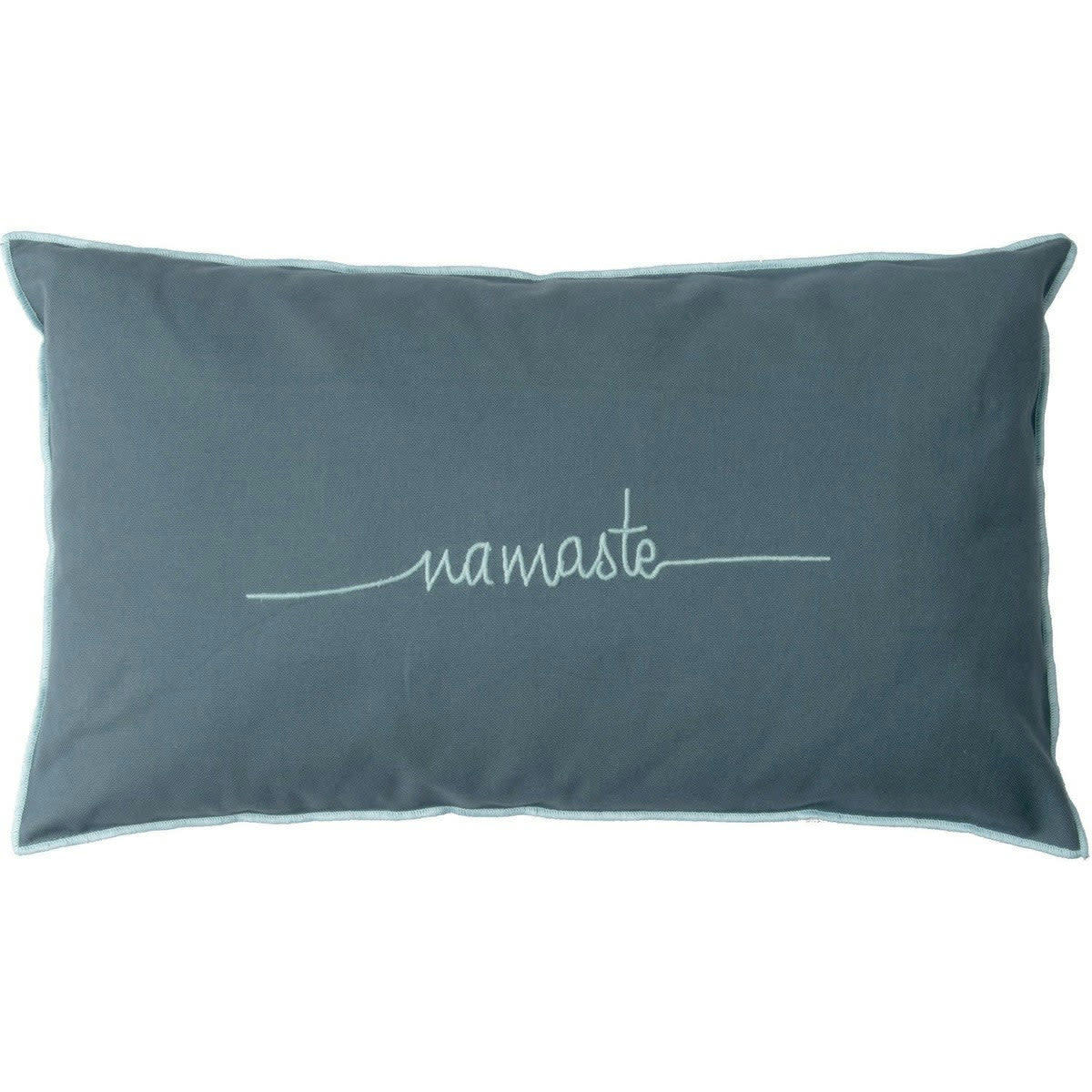NAMASTE - Housse de coussin coton  50x30 bleu paon