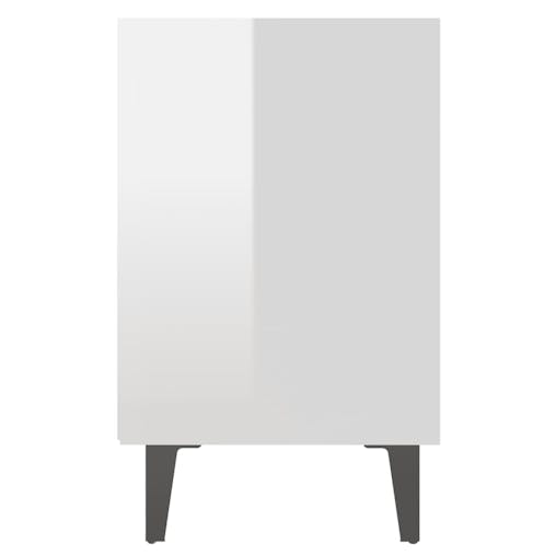 NNEVL Bed Cabinets with Metal Legs 2 pcs High Gloss White 40x30x50 cm