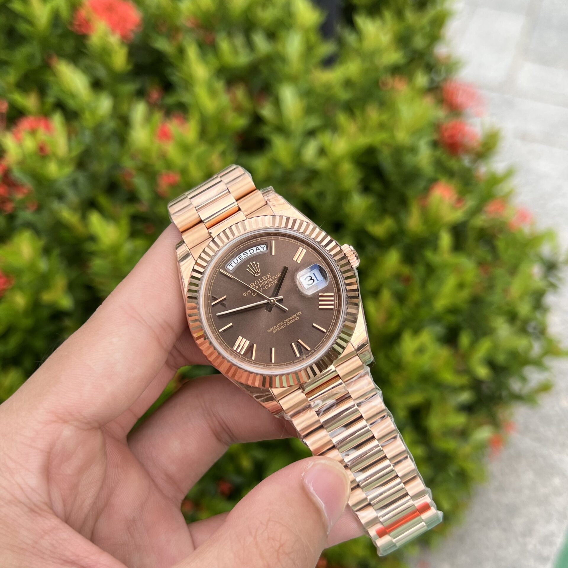 Rolex Day-Date RG Plated Chocolate Dial 40mm EWF Replica