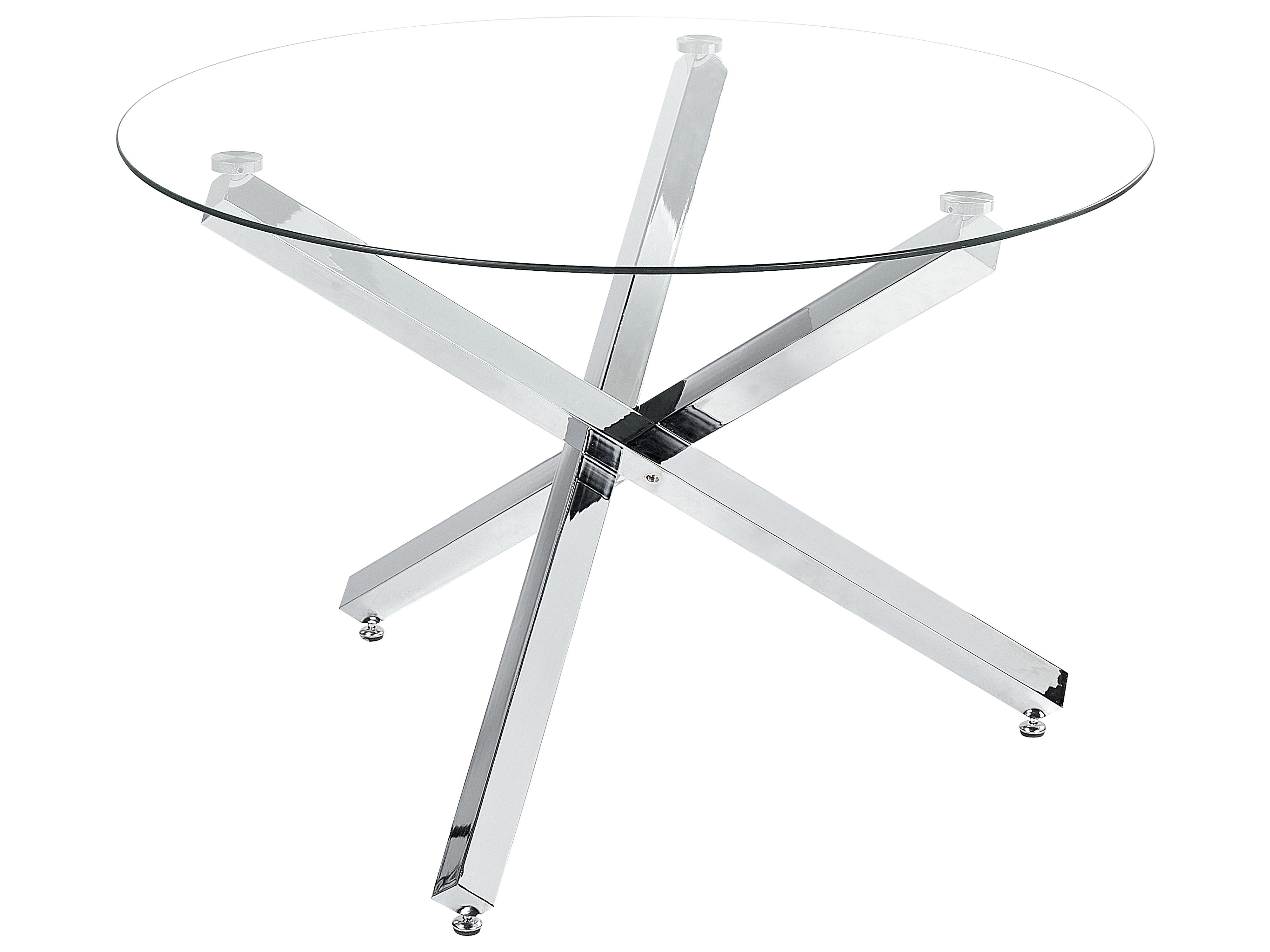 Dining Table BUTLER Silver 110 cm 110 cm Tempered Glass