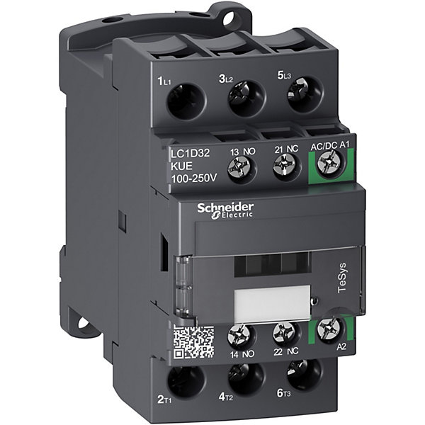 Lc1d32kue Schneider - Contacteur Tripolaire - 3no - 32a - Bobine 100 à 250vca-cc - Vis