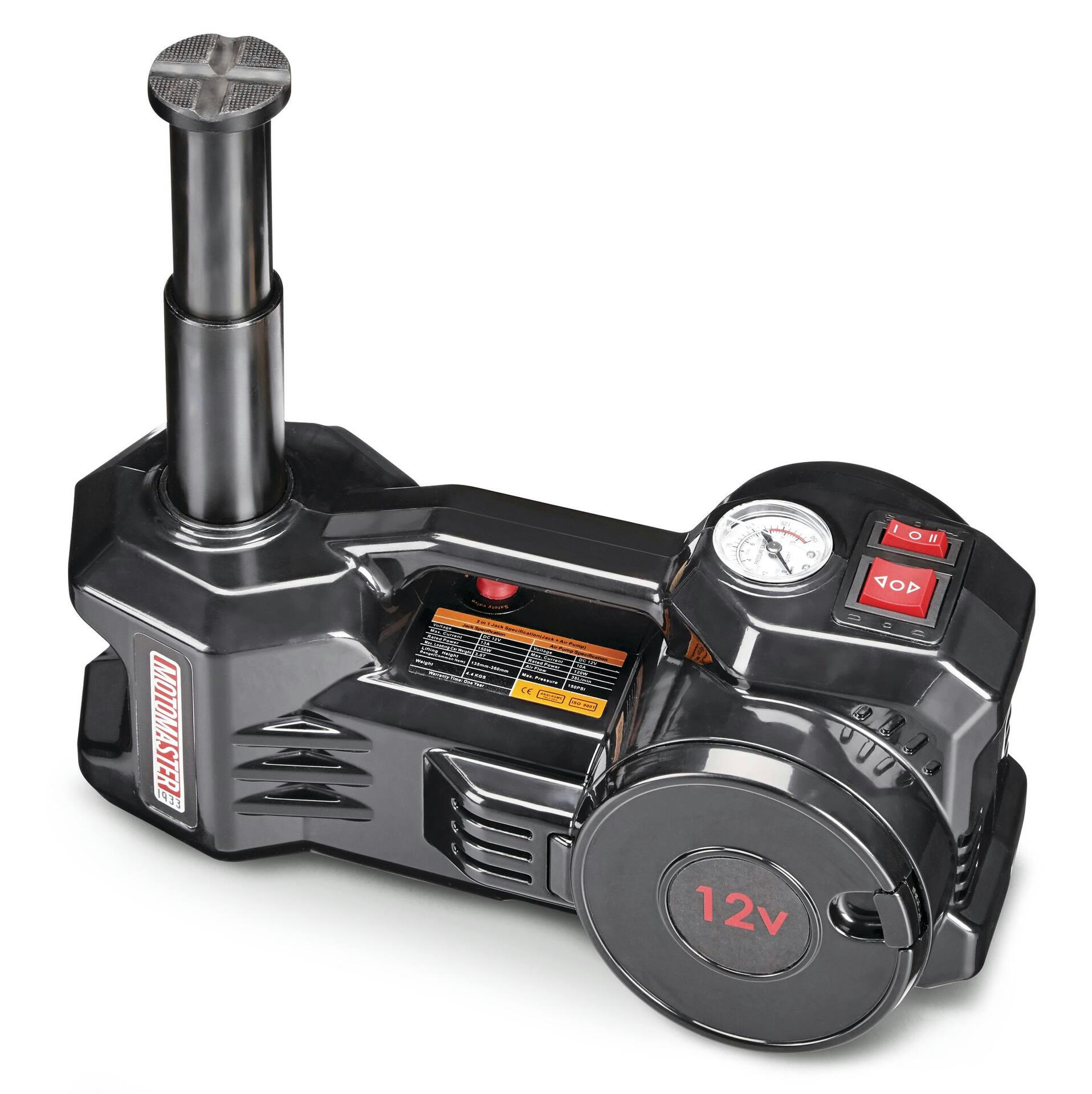 MotoMaster 2-in-1 12 V Portable Jack & Tire Inflator, 1-Ton