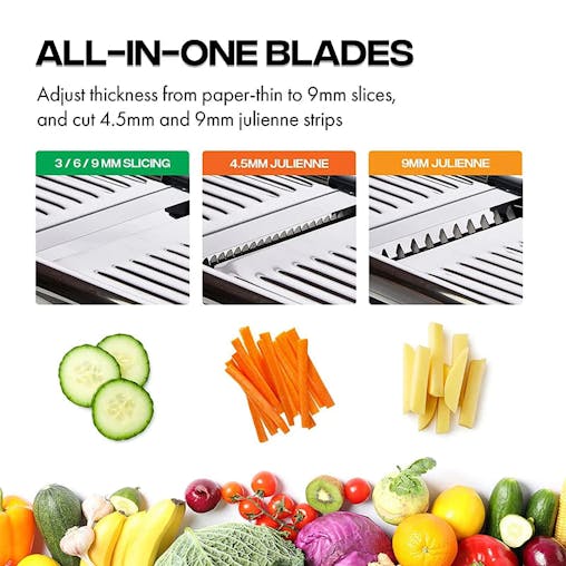 NNEOBA Adjustable Slicer Stainless Steel Vegetable Cutter Chopper Black