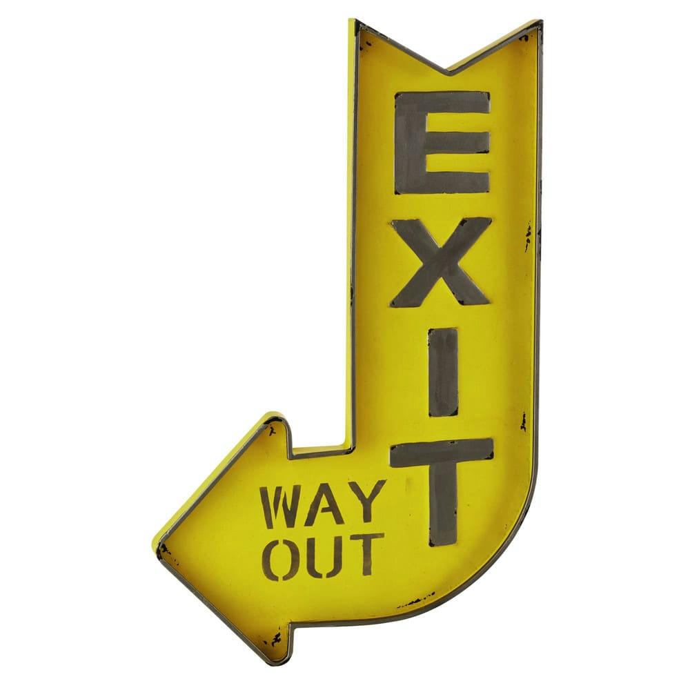 Exit - Panneau en métal jaune 50x81