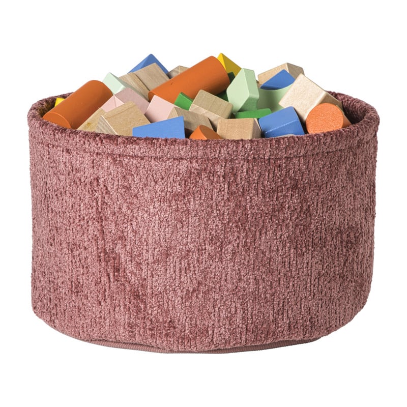 Mand chenille rond - rood - &Oslash;27x16 cm