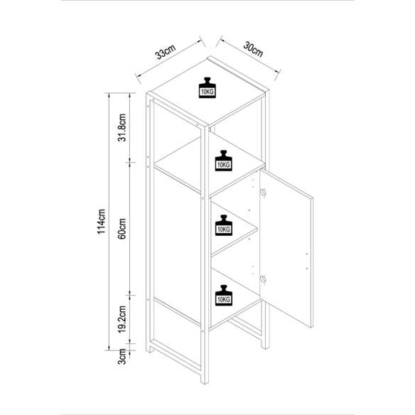 Midischrank »Edino«, BxHxT: 33 x 114 x 30 cm