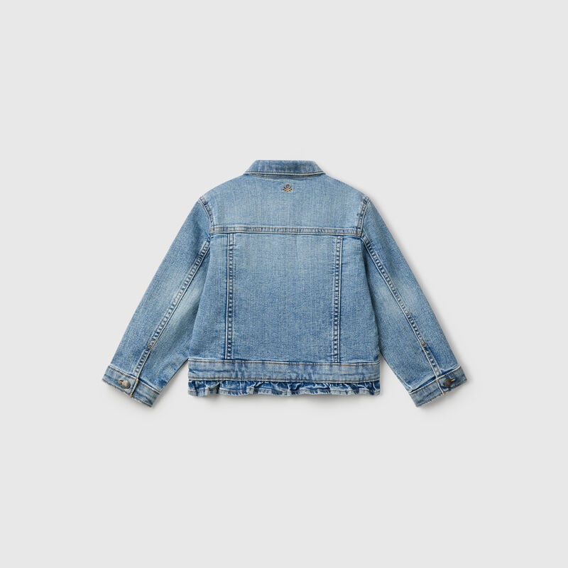 Denim jacket with ruffles