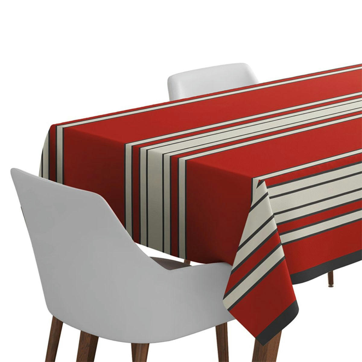 ESPELETTE - Nappe coton Rouge à rayures 170x250 cm