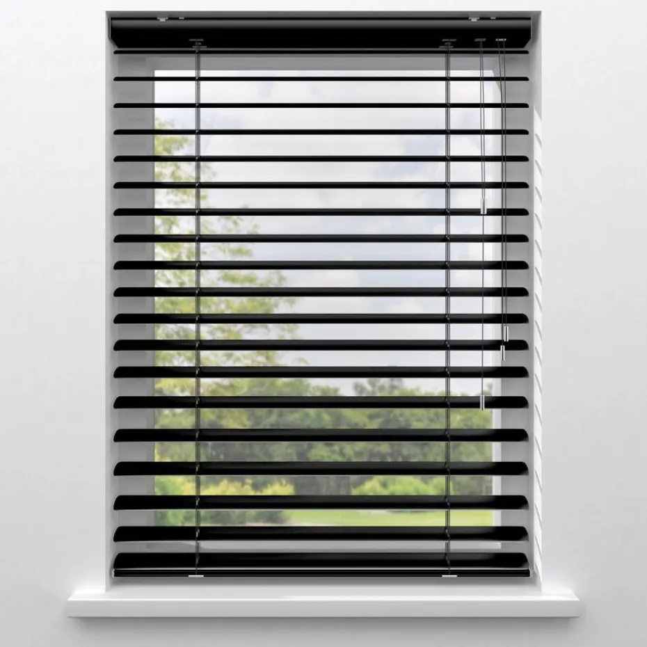 Kwantum Aluminium Jaloezieën | Houten Jaloezieën | Fenstr Aluminium Jaloezie Bodine  50mm Zwart