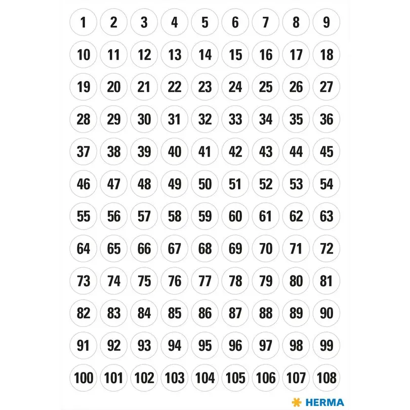 Etiketten 5er-Set Zahlenetiketten