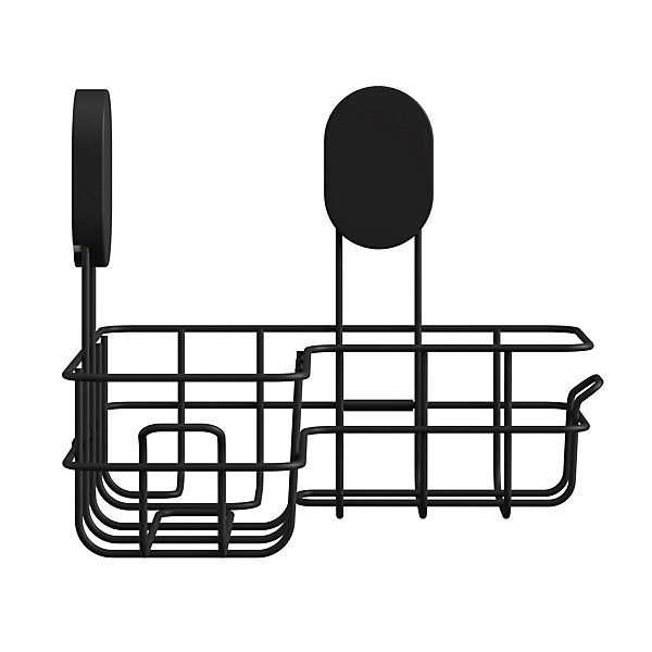 Panier d'angle de douche en acier inoxydable noir Cavally GoodHome