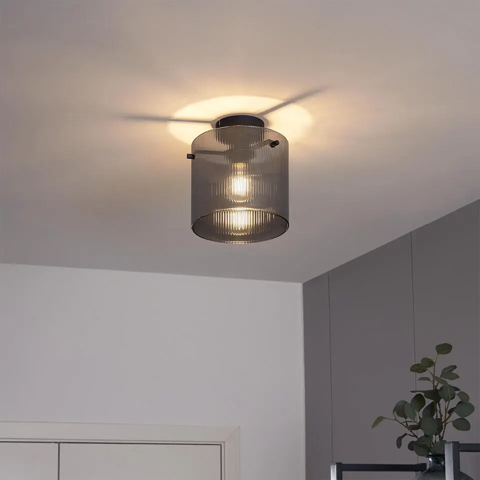 Qazqa plafondlamp laura zwart e27